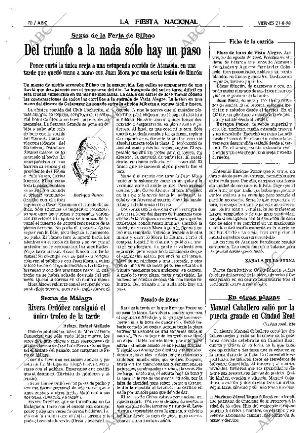 ABC MADRID 21-08-1998 página 70