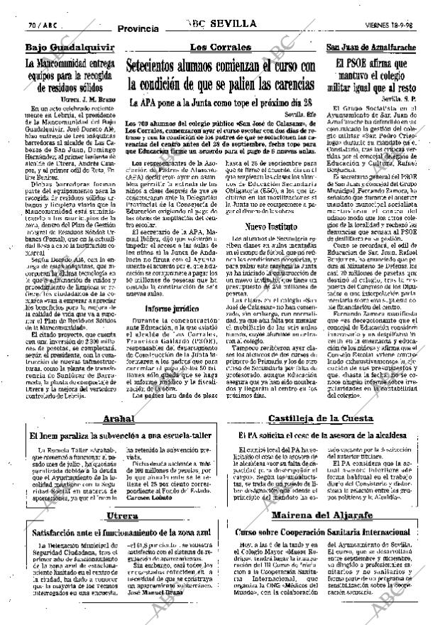 ABC SEVILLA 18-09-1998 página 70