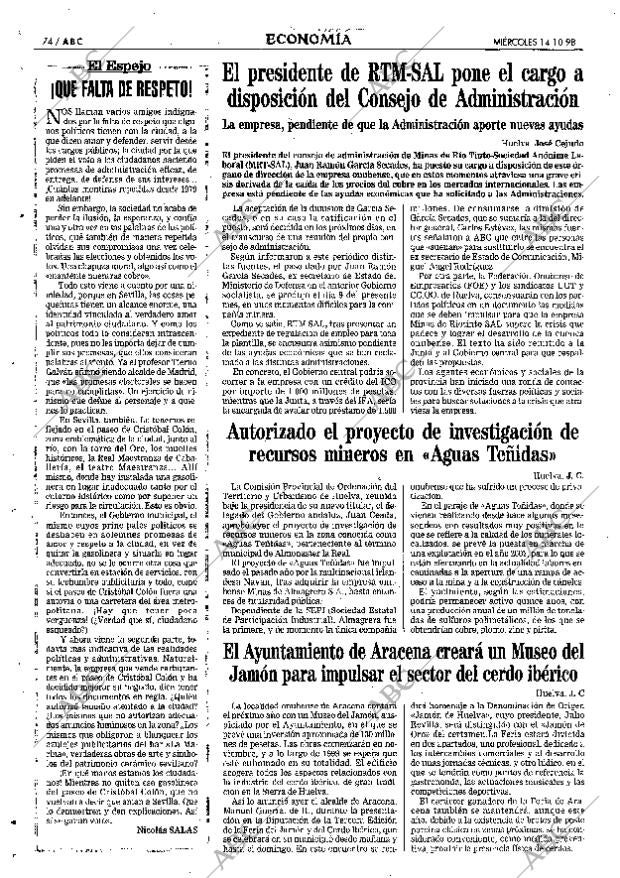ABC SEVILLA 14-10-1998 página 74