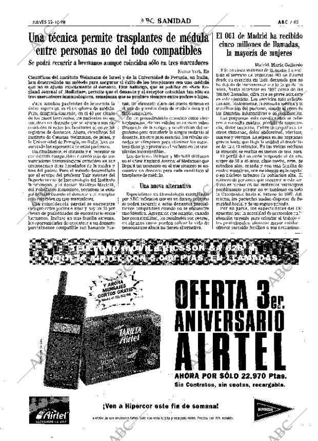 ABC MADRID 22-10-1998 página 65