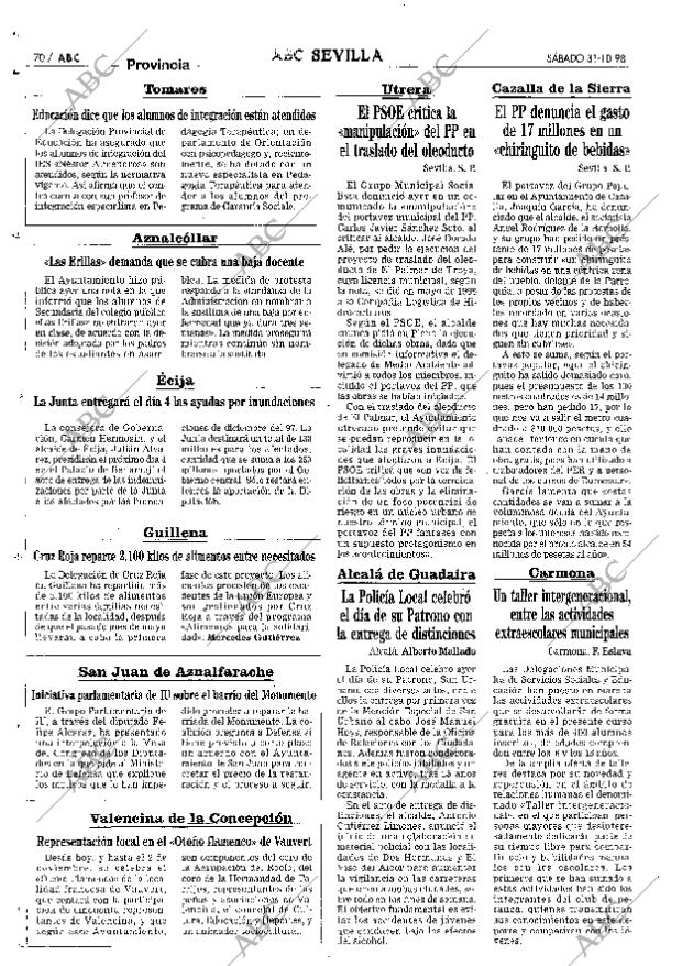 ABC SEVILLA 31-10-1998 página 70