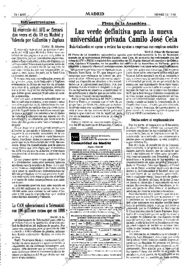 ABC MADRID 13-11-1998 página 74