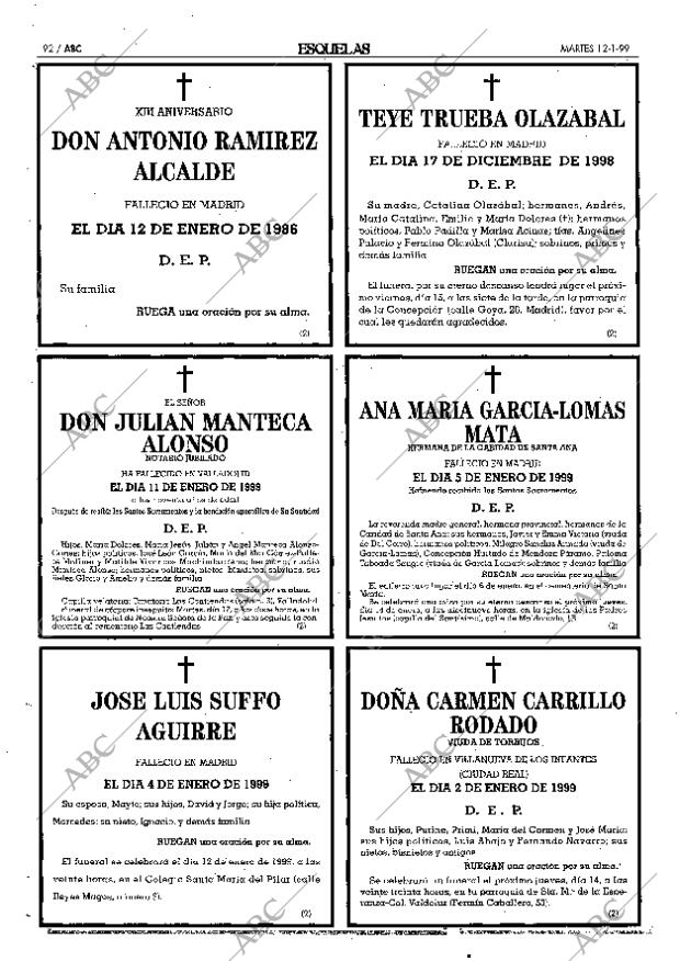 ABC MADRID 12-01-1999 página 92
