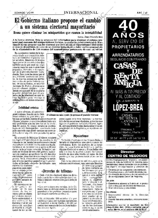 ABC MADRID 14-02-1999 página 45