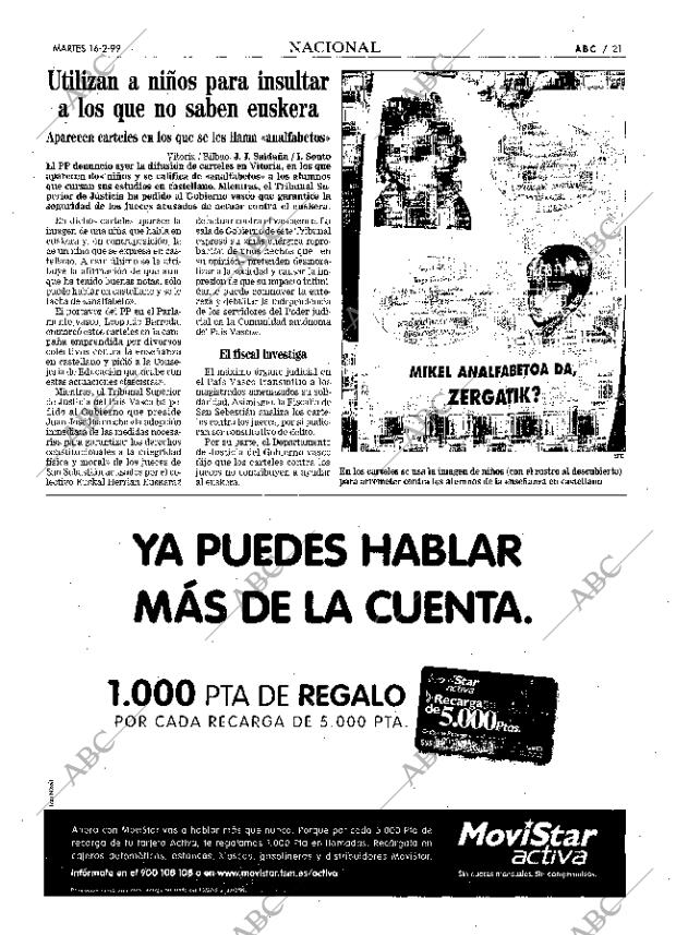 ABC MADRID 16-02-1999 página 21