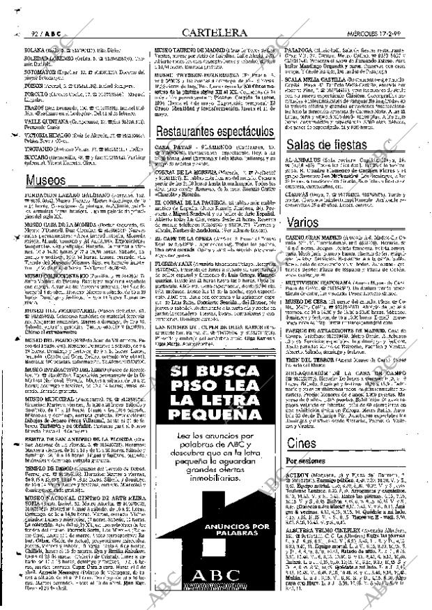 ABC MADRID 17-02-1999 página 92