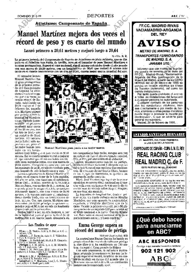 ABC MADRID 21-02-1999 página 97