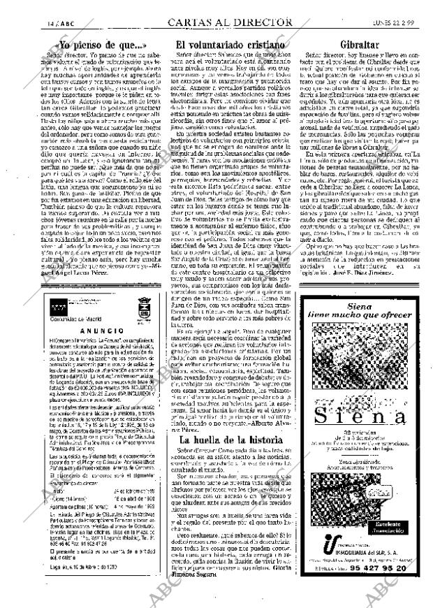 ABC SEVILLA 22-02-1999 página 14
