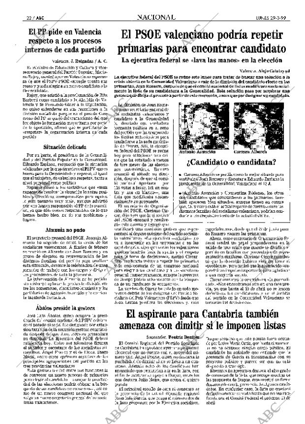 ABC MADRID 29-03-1999 página 22