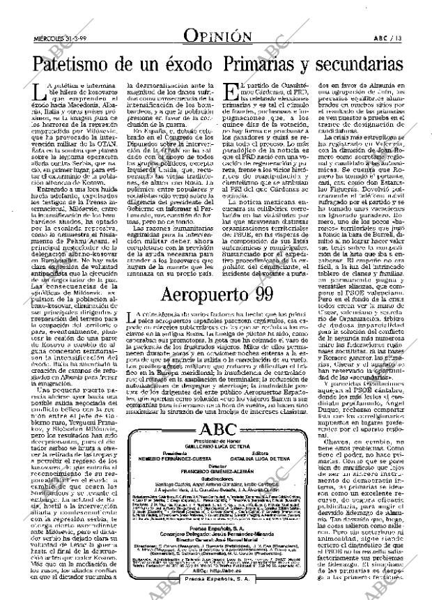 ABC MADRID 31-03-1999 página 13