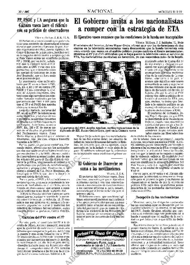 ABC MADRID 31-03-1999 página 20