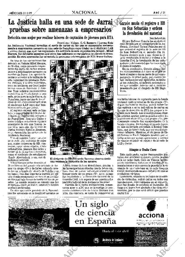 ABC MADRID 31-03-1999 página 21