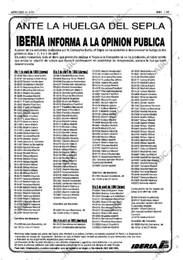 ABC MADRID 31-03-1999 página 69