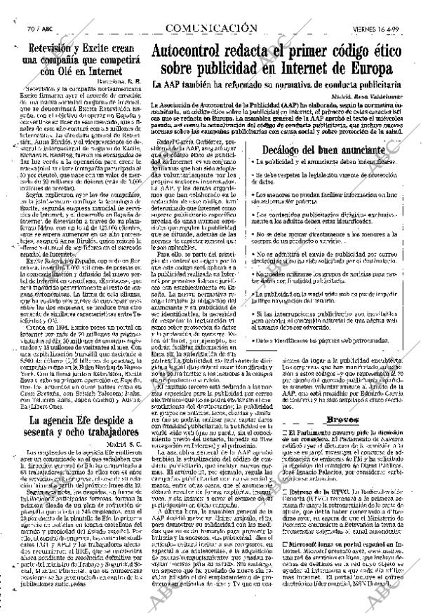 ABC MADRID 16-04-1999 página 70