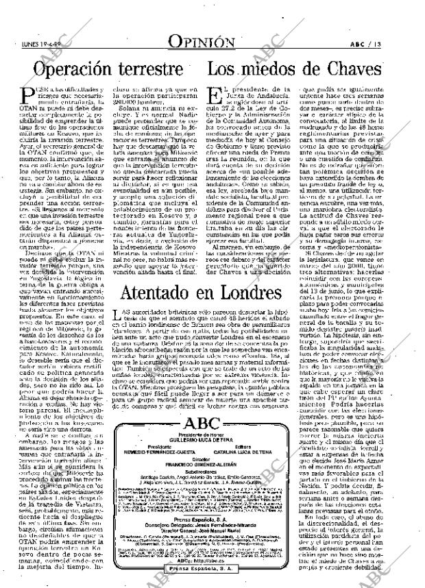 ABC MADRID 19-04-1999 página 13