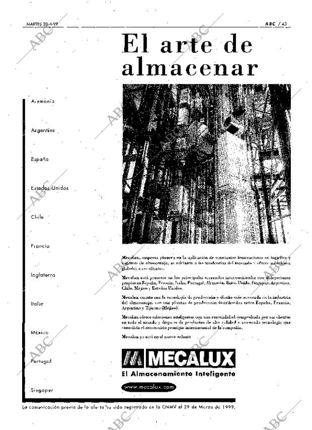 ABC MADRID 20-04-1999 página 43