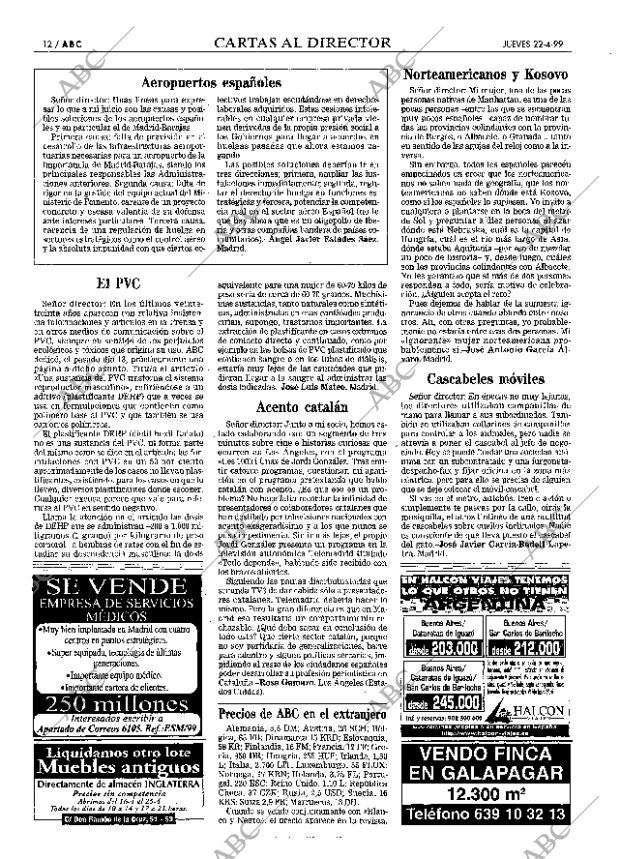 ABC MADRID 22-04-1999 página 12