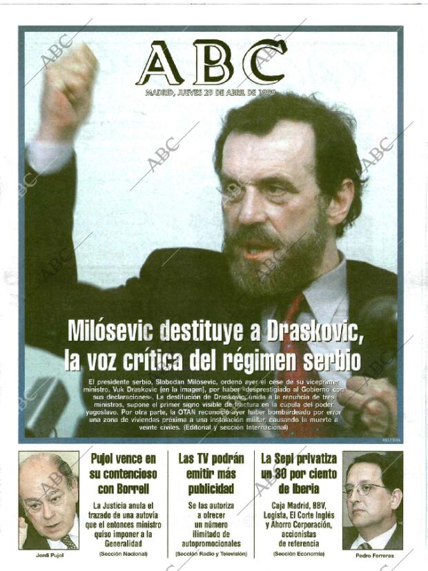 ABC MADRID 29-04-1999 página 1