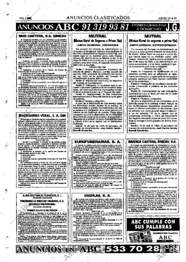 ABC MADRID 29-04-1999 página 116