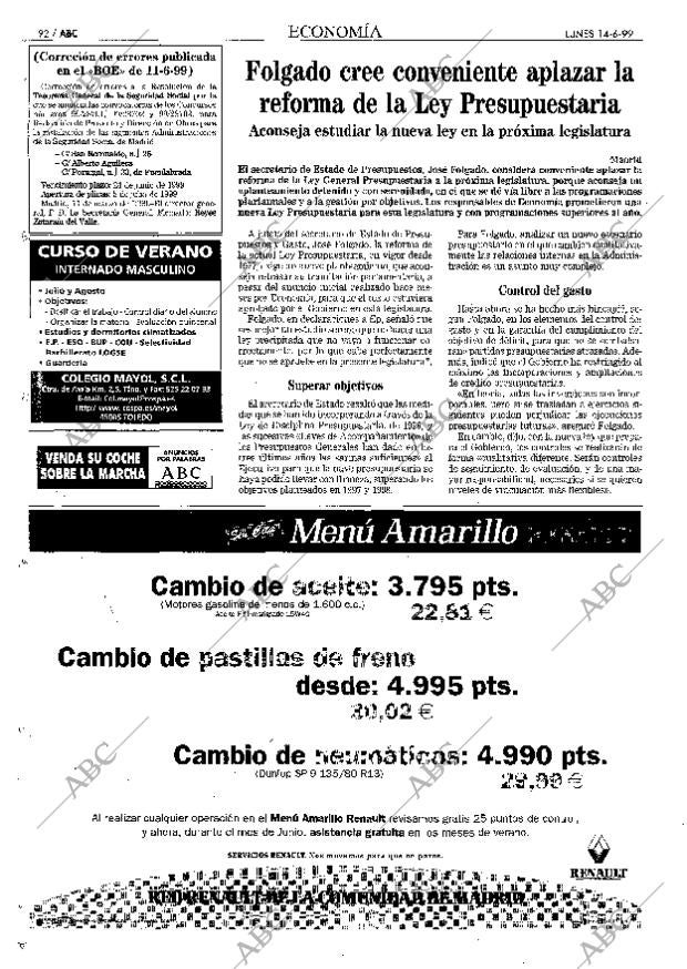 ABC MADRID 14-06-1999 página 92