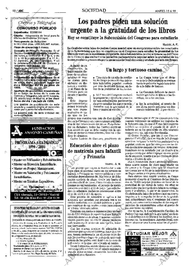ABC MADRID 15-06-1999 página 92
