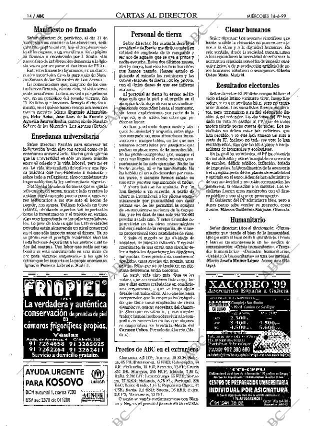 ABC MADRID 16-06-1999 página 14