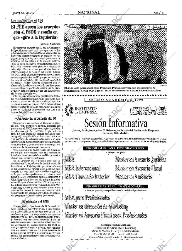 ABC MADRID 20-06-1999 página 27