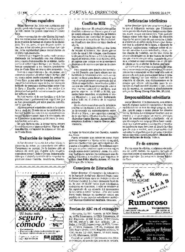 ABC MADRID 26-06-1999 página 12