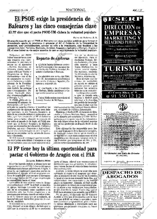 ABC MADRID 18-07-1999 página 27