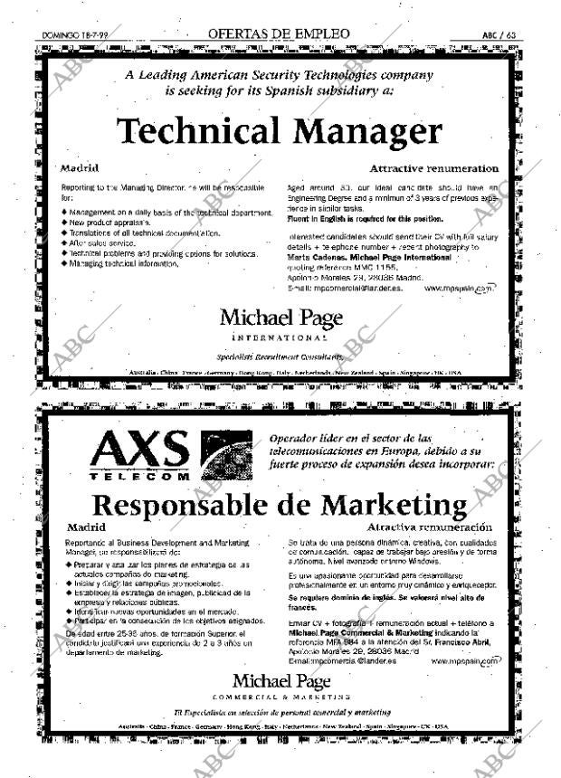 ABC MADRID 18-07-1999 página 63