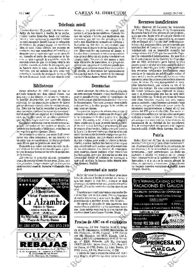 ABC MADRID 19-07-1999 página 12
