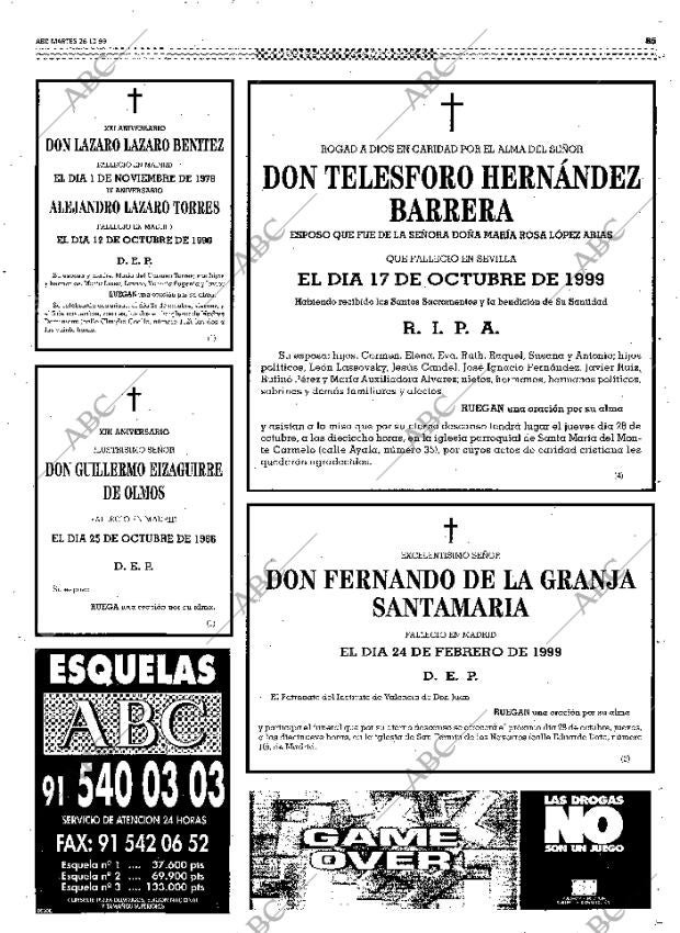 ABC MADRID 26-10-1999 página 85