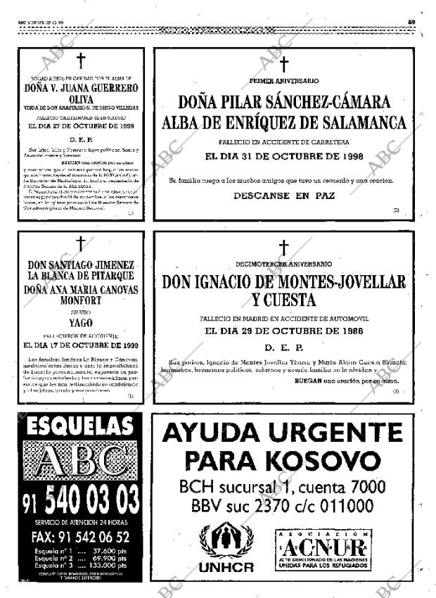 Esquelas Canal 7 Costa Rica Periodico Abc Madrid 29 10 1999 Portada Archivo Abc