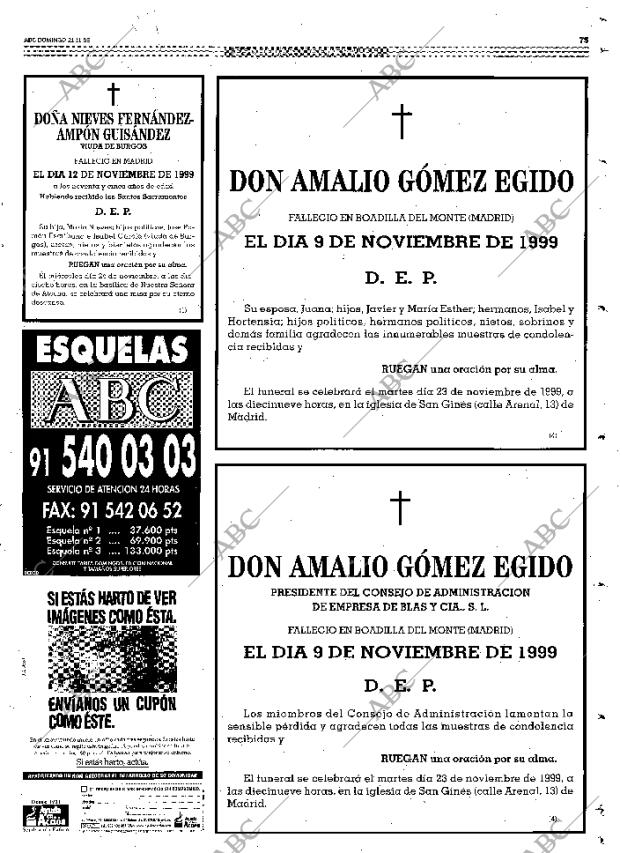 Esquelas Canal 7 Costa Rica Periodico Abc Madrid 21 11 1999 Portada Archivo Abc