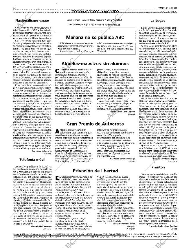 ABC MADRID 24-12-1999 página 12