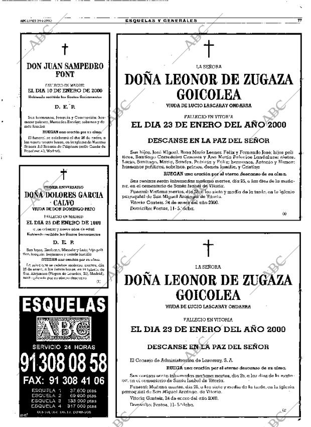 ABC MADRID 24-01-2000 página 77