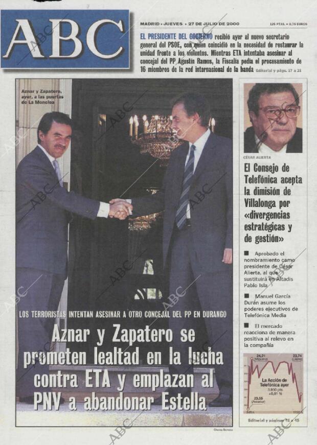 ABC MADRID 27-07-2000 página 1
