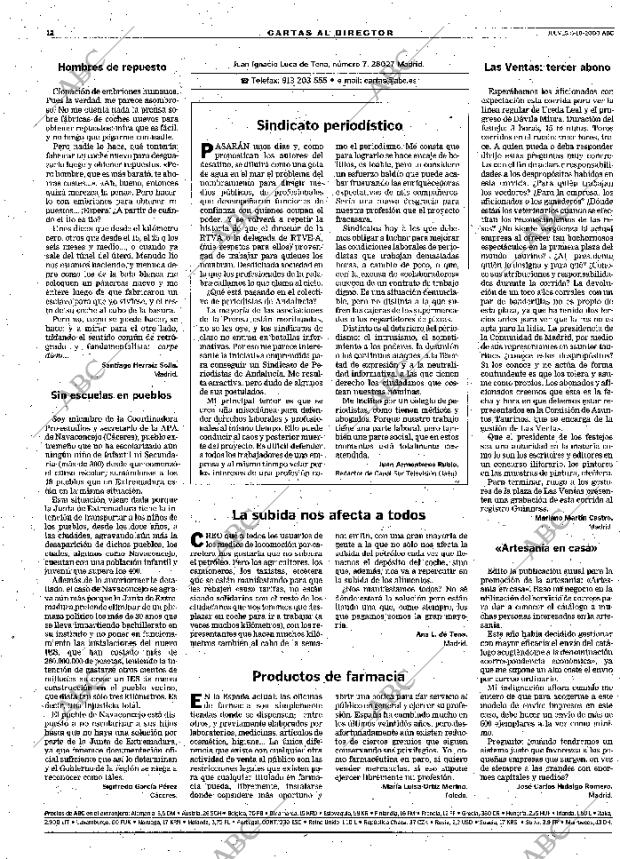 ABC MADRID 05-10-2000 página 12