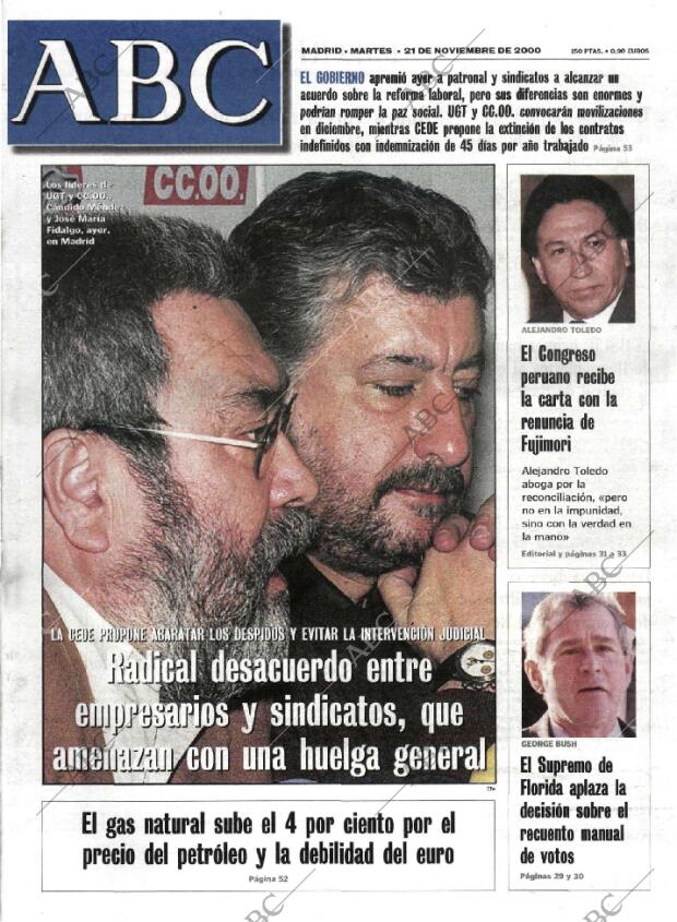 ABC MADRID 21-11-2000 página 1