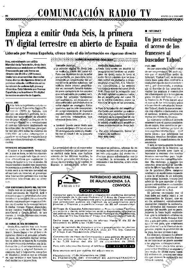 ABC MADRID 21-11-2000 página 86