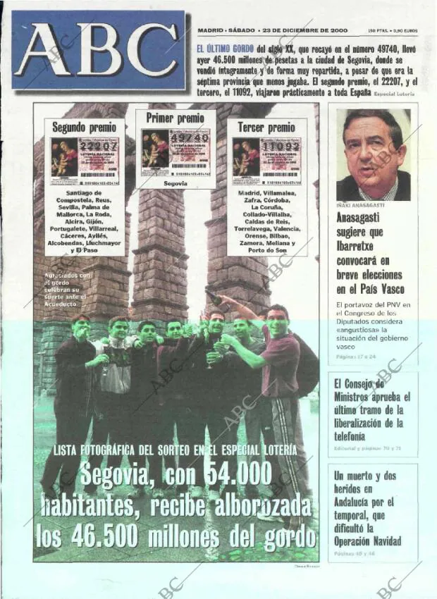 ABC MADRID 23-12-2000 página 1