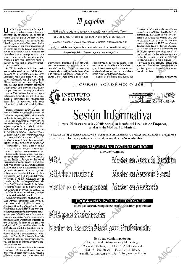 ABC MADRID 21-01-2001 página 25