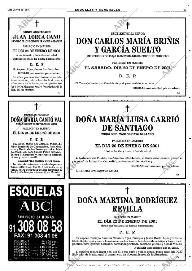 ABC MADRID 23-01-2001 página 67