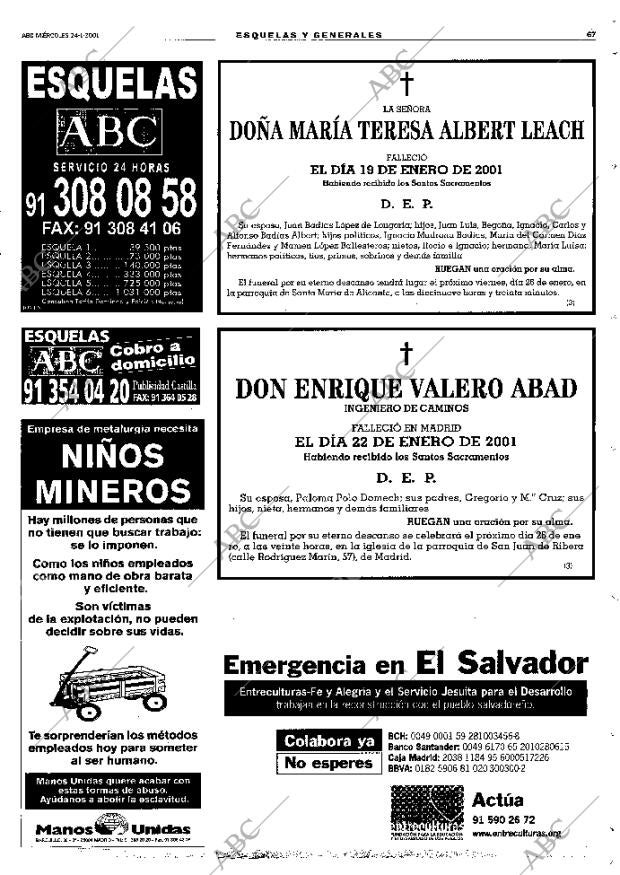 ABC MADRID 24-01-2001 página 67
