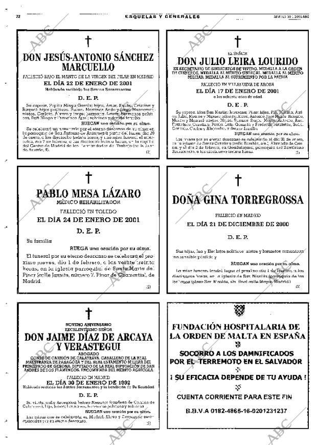 ABC MADRID 30-01-2001 página 72
