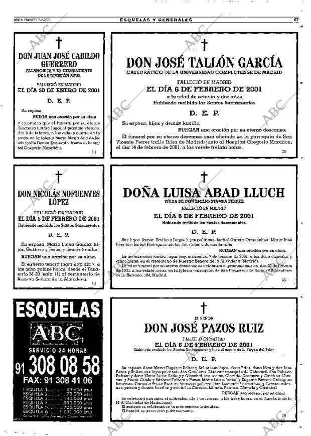 ABC MADRID 07-02-2001 página 67