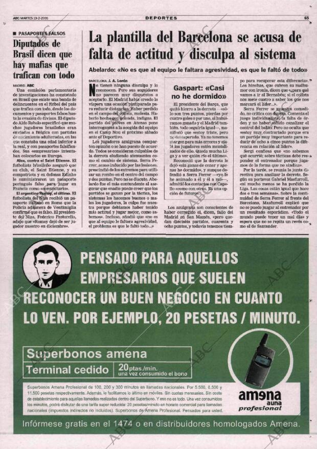 ABC MADRID 13-02-2001 página 65