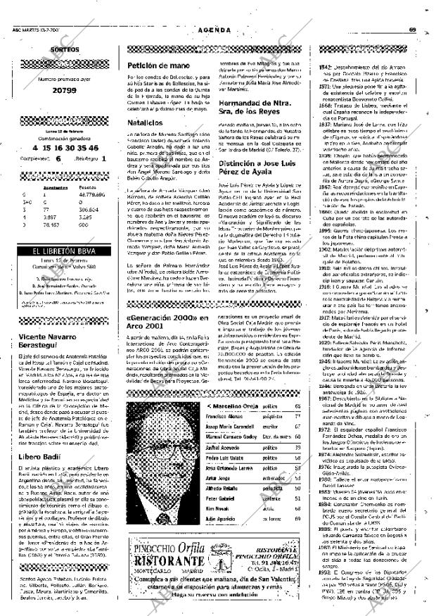 ABC MADRID 13-02-2001 página 69