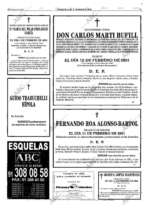 ABC MADRID 13-02-2001 página 71