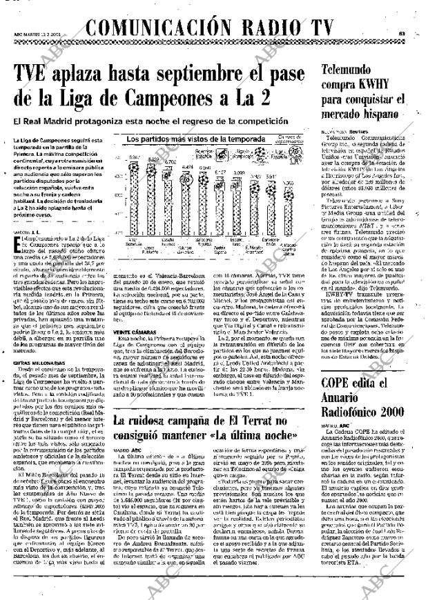 ABC MADRID 13-02-2001 página 83